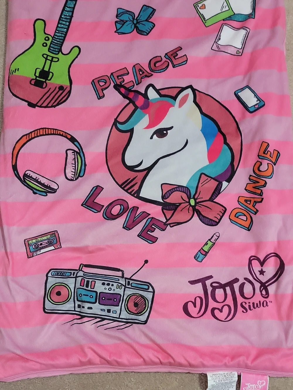 JoJo Siwa Pink Striped Unicorn Sleep Sack with Colorful Graphics